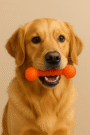 Durable Orange Dumbbell Chew Toy for Dogs – Tough TPR Teething & Fetch Toy