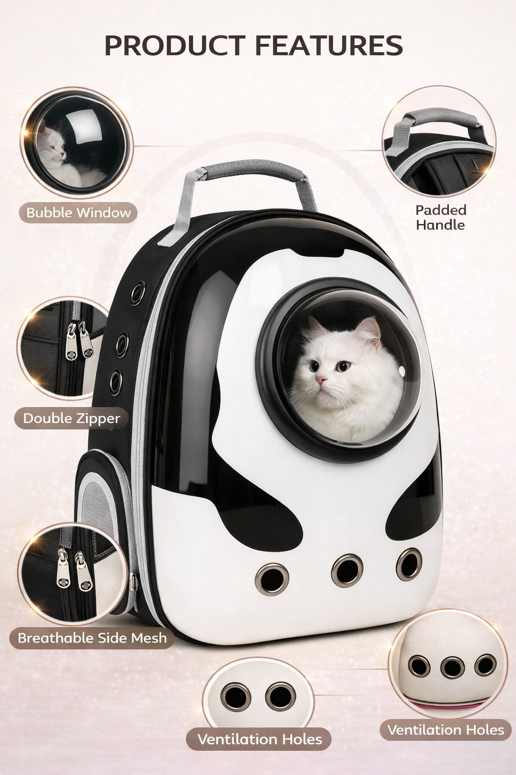 Astronaut pet carrier with features