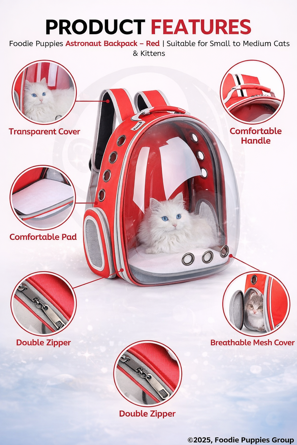 Astronaut-style pet backpack for cats