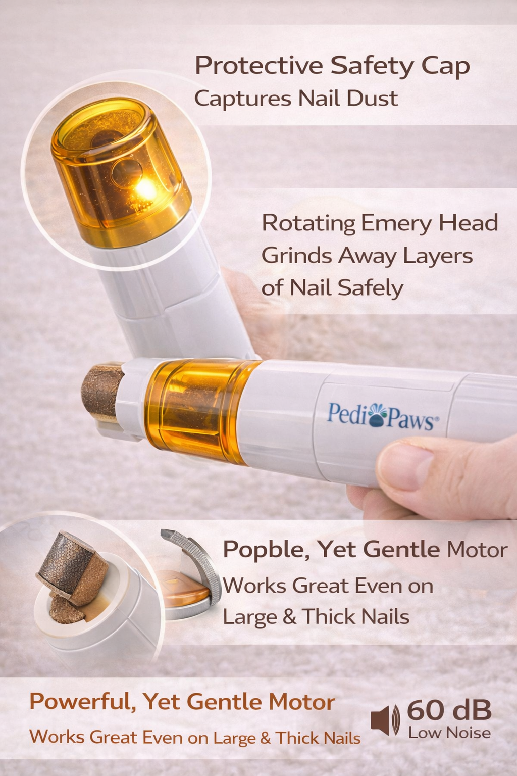 PediPaws pet nail grinder features