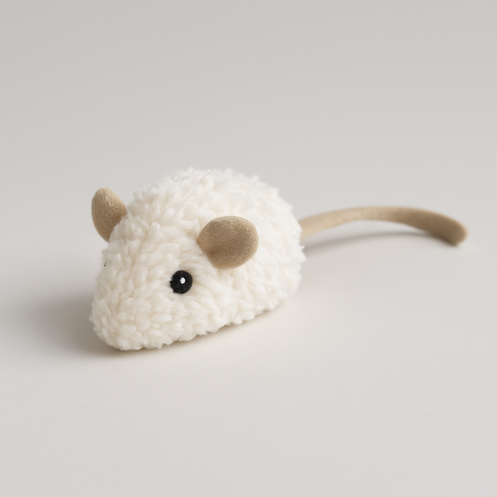 Plush Mouse Toy on Grey Background